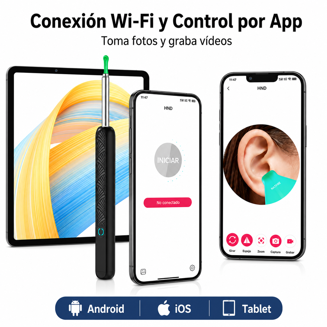 Nexvos EarView™ | Limpiador con cámara